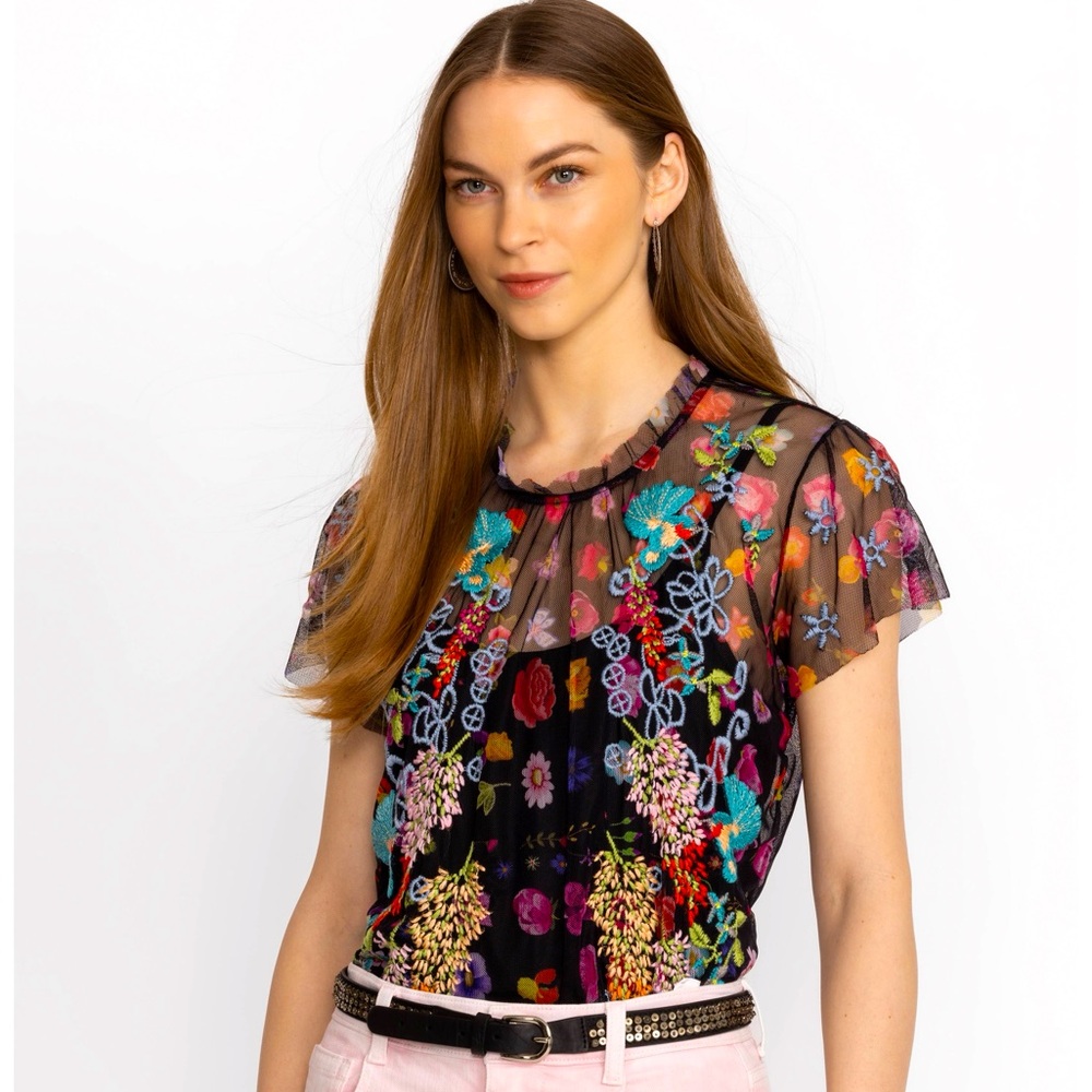 Johnny Was RHEIA MESH BLOUSE NWT SIZE L